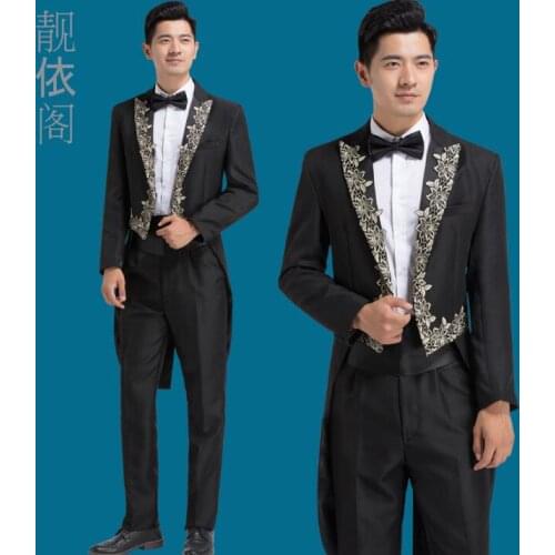 Chorus mariage groom wedding suits for men blazer boys prom tuxedo suits fashion slim masculino latest coat pant designs black