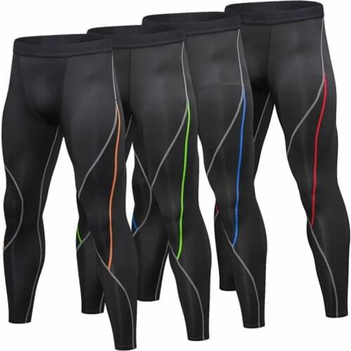Mens Tight-fitting Sports Pants Fitness Running Training Trousers Fashion Stitching Color Quick-drying Breathable Trousers