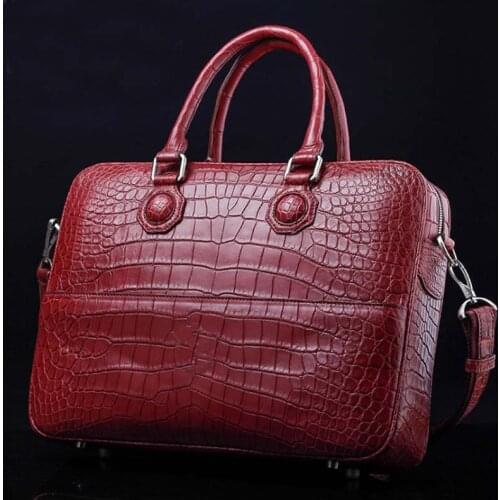 Ourui summer new Real crocodile men briefcase Wine red Private custom Good quality goods men handbag