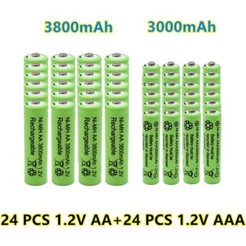 New 1.2V AA 3800mAh NI-MH Rechargeable Batteries+1.2 V AAA 3000 mAh Rechageable battery NI-MH battery