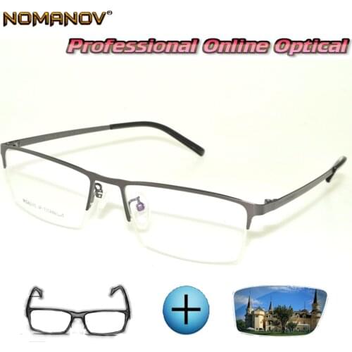 Custom Made Prescription Glasses Optical Photochromic Myopia Reading Glasses Titanium Alloy Comfort Grey Glasses Frame Men Lady