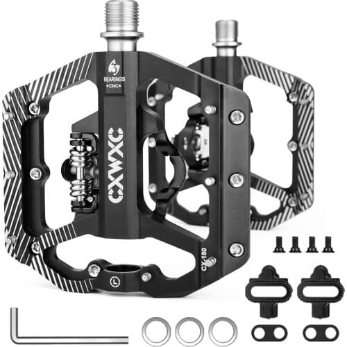 MTB Pedal with Dual Platform Multi-Use Cycling Pedals with Cleats Replacement For SPD Mountain Bicycle Pedal System