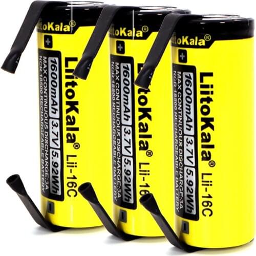 1PCS LiitoKala Lii-16C 18500 1600mAh 3.7 V rechargeable battery Recarregavel lithium ion battery for LED flashlight+DIY Nickel