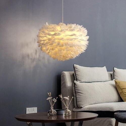 Modern LED Feather Pendant Lights For Bedroom Hanging Lamp Personality Warm Romantic Wedding Room Decoration indoor Lighting