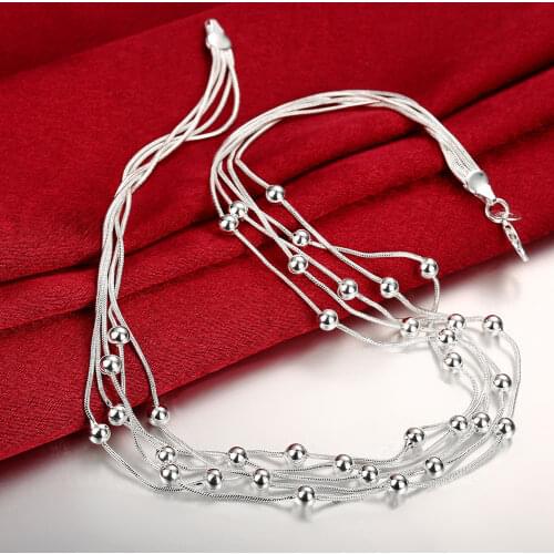 Five Line Snake Chain Light Beads Necklaces Necklaces & Pendants for Women Silver Plated Fashion Choker Chains Jewelry Xmas Gift