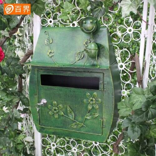European style retro wrought iron hand-painted school villa garden wall hanging outdoor waterproof letter box