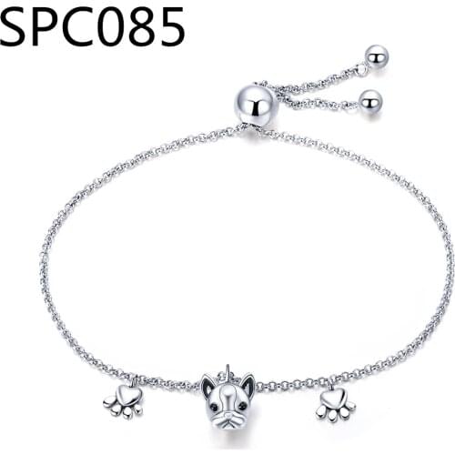 With Box) SPC5 Fashion Silver Glass Charm Bracelets & Bangles for Women Vintage Blue Crystal Ball Beads Bracelet MM
