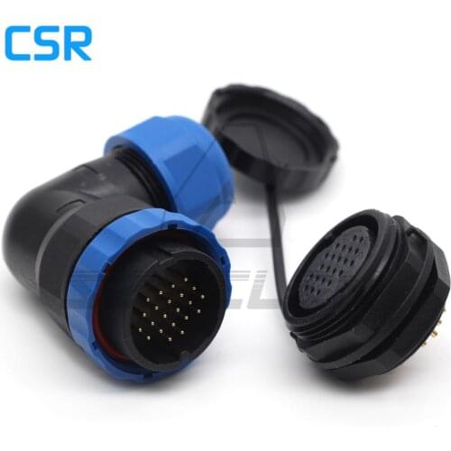 SD28TA-ZM, 22 pin Waterproof Connector Plug and Socket, IP67, Automotive LED Power Wire Connectors, 90 degree elbow plug