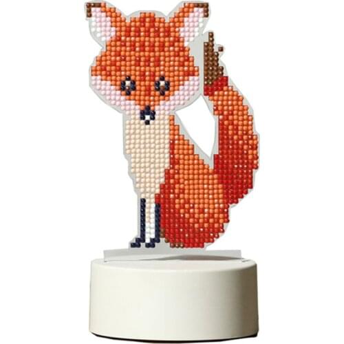 DIY LED Special Shaped Diamond Painting Light Animal Fox Needlework Embroidery Home Lamp Bedroom Night Light Lamp