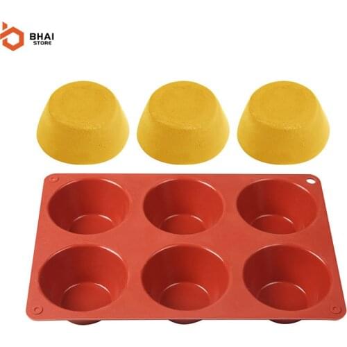 Silicone Baking Pan 6-Cavity Egg Tart Mousse Pastry Mold For Handmade Soaps Kitchen Household Bakeware Accessories