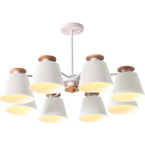 Nordic Chandelier E27 With Iron Lampshade For Living Room Suspension Lighting Fixtures Lam paras Wooden Chandelier lights