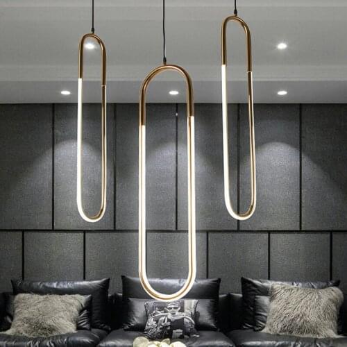 Modern U Style Gold Pendant Lights Energy Saving 110v 220v Iron Study Lamp Lighting Fixture For Bar Living Room Loft Decoration