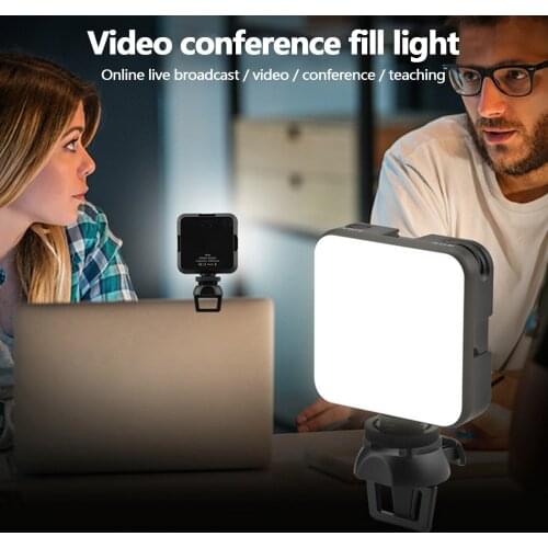 Video Conference Lighting Kit Brightness Color Temperature Adjustable Round Light with Clip Bracket for Laptop Live Streaming