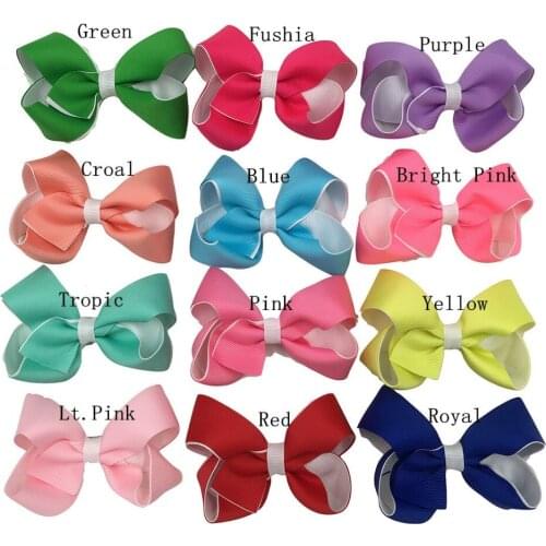 XIMA 12pcs/lot 4Inch Hair Bow Grosgrain Ribbon Hair Bow with Double Prong Lined Alligator Clips
