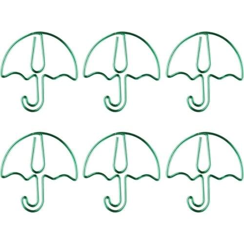 10pcs/box Green Umbrella Shape Paper Clips Escolar Bookmarks Photo Memo Ticket Clip Stationery School Supplies Gifts