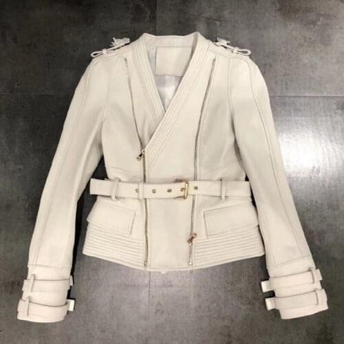 2021 Women Coats Genuine Leather Skin Jackets Fashion Female Natural Sheepskin Long Sleeves Jackets High Quality