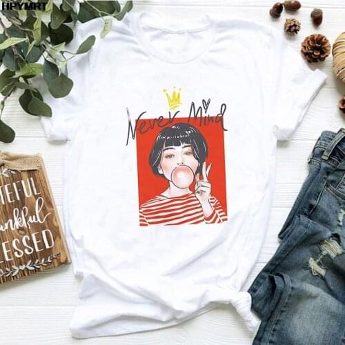 T-shirts Women Fashion Short Sleeve Trend Spring Summer Clothes Beauty Graphic Tshirt Top Never Mind Printed Female Tee T-Shirt