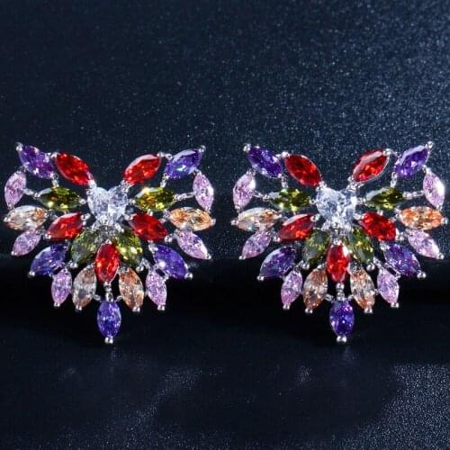 QTT 2021 Trend Silver Female Earrings Delicate Zircon Elegant Vintage Heart Crystal for Bride Wedding Engagement Jewelry