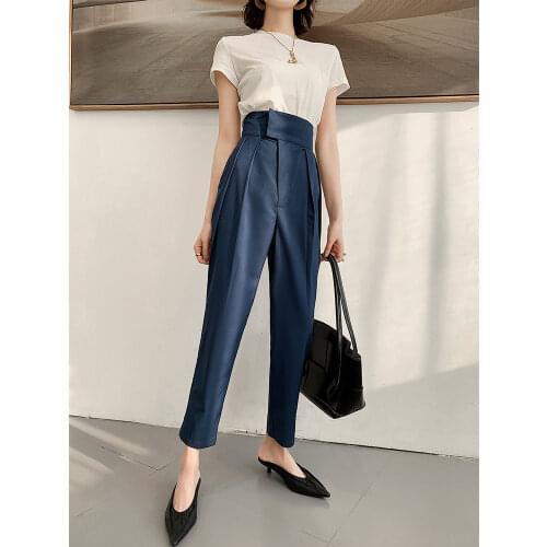 New harem pants female 2020 new high waist fold radish pants Korean fashion casual pants were thin Casual Regular