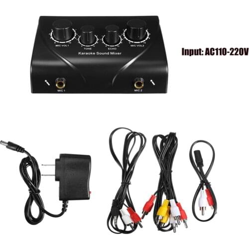 Sound Mixer Dual Mic Inputs Company Stage Home KTV Rooms Digital Karaoke Professional Audio System Machine US Plug