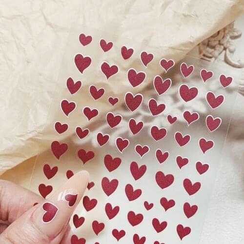 1pcs Love Heart Pattern Red 3D Nail Art Sticker Sliders Design Adhesive Sticker Wraps Tip Decoration Valentines Party Gift 2021