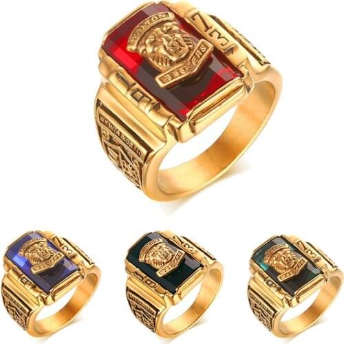1973 Walton Tiger Signet Rings Vintage Style Stainless Steel Rings Big Rhinestone Male Jewelry Wholesale