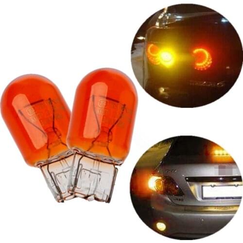 2X T20 7443 7440 Signal Light W21/5W 3800K Amber Halogen Bulb Daytime Running Lights Turn Stop Brake Tail Bulb DRL Bulbs