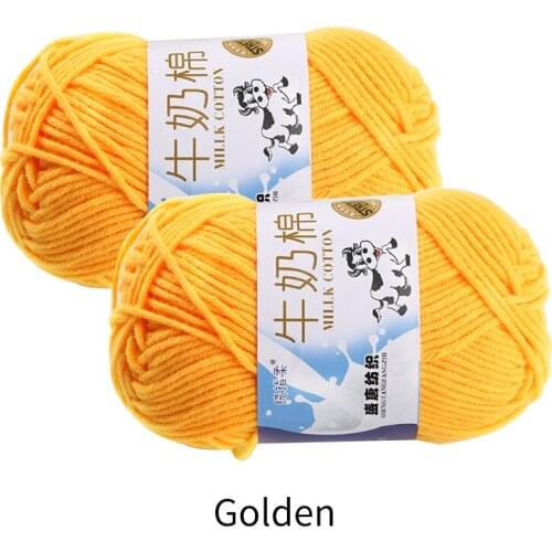 2Pcs/Set 100g Golden Milk Cotton Baby Wool Hook Package Scarf Yarn Knitting Crochet Sewing Material Soft Handmade Home Craft