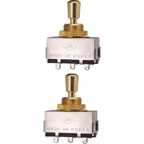 2xClosed 3Way Pickup Selector Switch + Gold Knob for / Electric Guitar