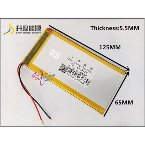 3.7V 5000mAH 5565125 (polymer lithium ion / Li-ion battery ) for tablet pc GPS mp3 mp4 POWER BANK