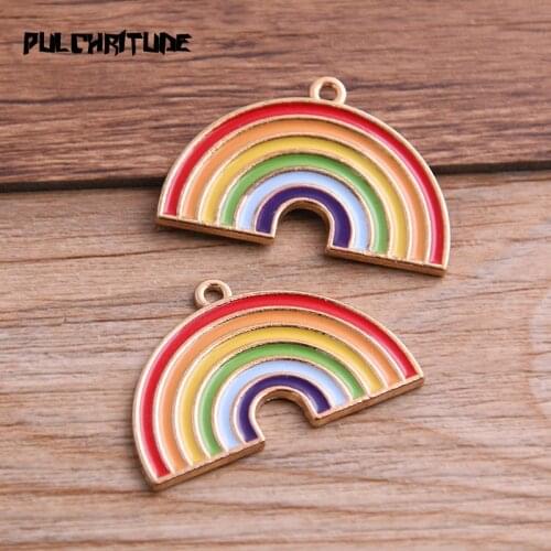 3pcs 21*32mm New Fashion Alloy Colorful Enamel Art Oil Drop Rainbow Charms Pendant For DIY Jewelry Accessories