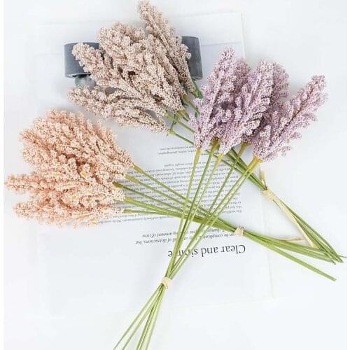 6pcs/bundle Artificial Plants Lavender Wheat Ears Flower Wedding Party Decoration Home Garden DIY Wreath Fake Flowers Supplies 7