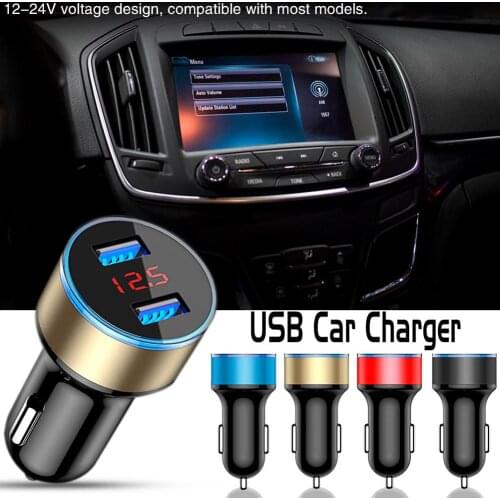 5V 3.1A Car Charger Aluminium Alloy Dual USB Port Digital Red LED Fast Charging Car Charger For Phone GPS Tachograph MP4 Player