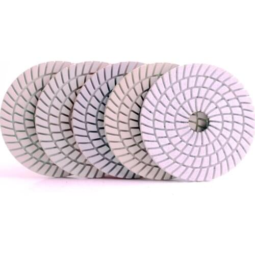 4"(100mm) white diamond flexible wet 5 step polishing pads for stone and marble