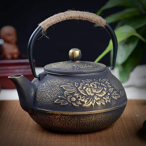 Free shippig Iron pot cast iron pot coating iron teapot cast iron pot particle 900ml