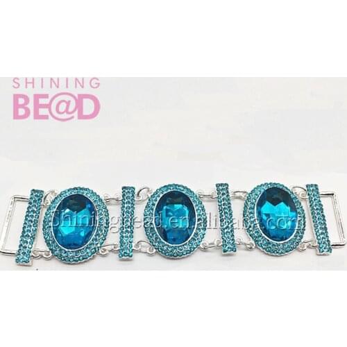 FREE SHIPPING!high quality blue rhinestone bikini connector beautiful glass buckle for swimsuit decoration ,30pcs/lot