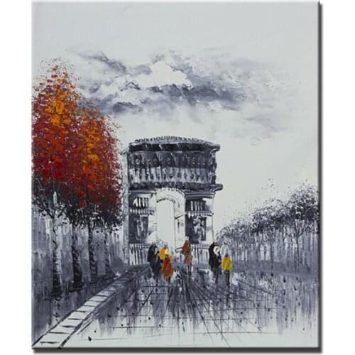 Large Wall Art Abstract Oil Painting Handmade On Canvas Streetscape Paintings For Living Room Decorative Handpainted No Framed