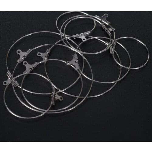 10Pcs/Lot Stainless Steel 25-40mm Big Earrings Round Hoops For Jewelry Making Supplies DIY Circle Ear Wires Dangle Hooks Clasps
