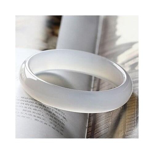 Natural Agate Chalcedony White 54-62mm Bracelet Elegant Princess Jewelry Gift for Mom and Girlfriend