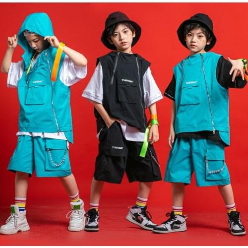 Hip-Hop ChildrenS Tide Clothes Boys Hip-Hop Vest Suit Girls Jazz Dance Costumes Catwalk Performance Costumes Dancewear DQS7500