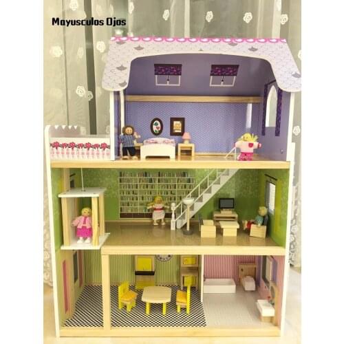 Childrens Simulation Play House Doll House Boy And Girl Simulation Villa Three-story Wooden Large Toy Birthday Gift