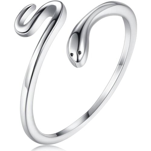 ZEMIOR 925 Sterling Silver Ring For Women Cubic Zirconia Open Adjustable Cute Snake Rings Anniversary Fine Jewelry New Listing