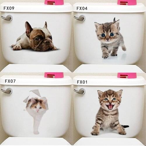 Creative 3D Cats Hole Decorative Stickers on The Wall PVC Animal Stickers on The Toilet Seat Bathroom Fridge Door Stickers