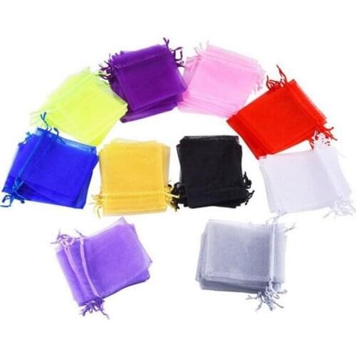 Kwoi Vita Wholesale 100pcs Colorful Color Jewelry Gift Pouch Bag Organza bags with Drawstring Wedding Suppliers 5x7cm