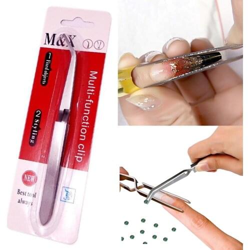 Manicure Acrylic UV Gel Tips Sculpture Tweezers Clip Pick Up Nail Art Tools Multi-Functions for Nail picher decorations