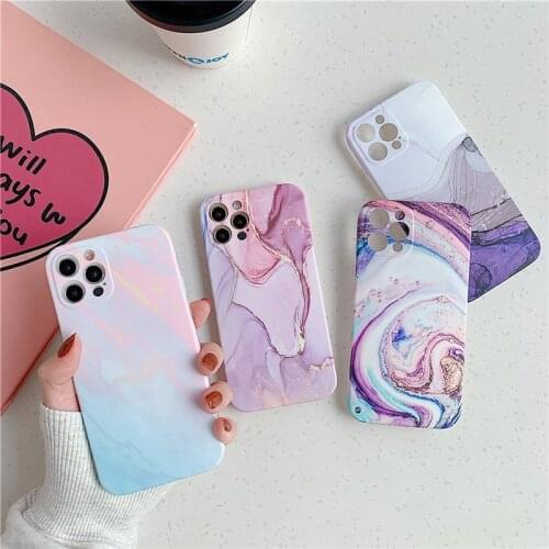Marble Case For iPhone 11 12 12 Pro Max X XS XR XsMax 7 8Plus 12Mini Vintage Gradient IMD Silicone Camera Protection Back Cover
