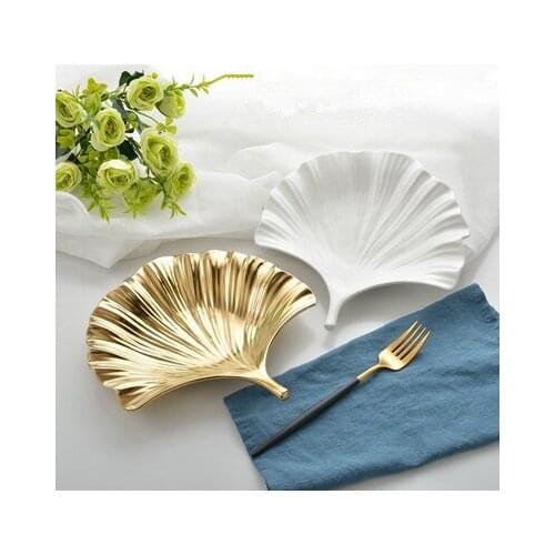 Nordic Style Ceramic Plate Leaf Shape Gourmet Dish Western Food Fruit Pastry Snack Plate Home Tableware Decoration Gift