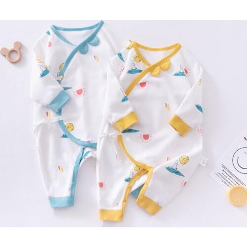 Neonate slant front lace up babys Jumpsuit printed babys climbing suit