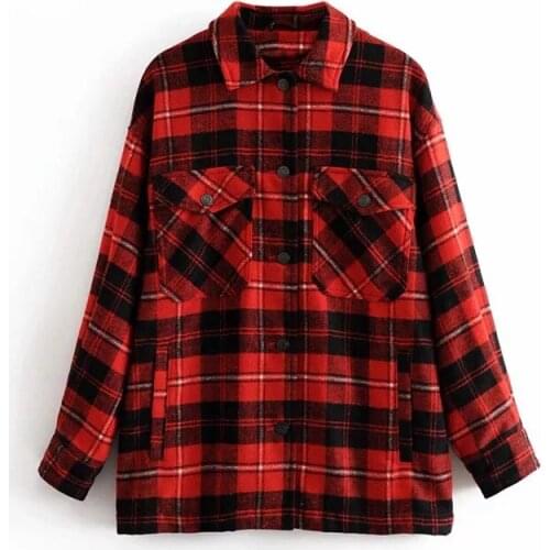 Autumn and Winter Plaid Jacket Jacket Fashion Button Long Sleeve Jacket Casual Office Thermal Pullover Womens Jacket Chic Top