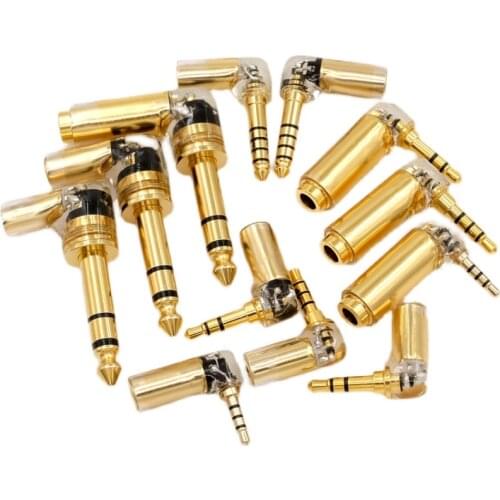 4.4 Female To 6.35mm 1/4‘’ Male Adapter Converter 3.5MM 4.4MM 2.5MM Balanced 3.5 stereo TO 6.35 L Shape for Headphone Amplifier